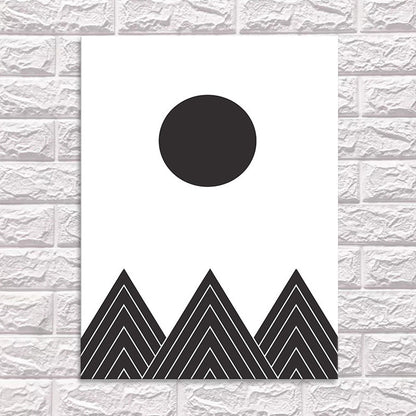 Vivolux | Morgenberglandschaft Gemälde Schwarze Skandinavische Umwickelte Leinwand für das Familienzimmer