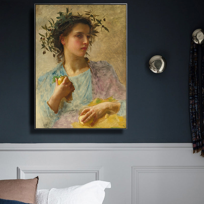 Vivolux | Texturiertes Mädchen Kunstdruck-Leinwand Renaissance-Stil Gemälde für das Schlafzimmer von Mädchen