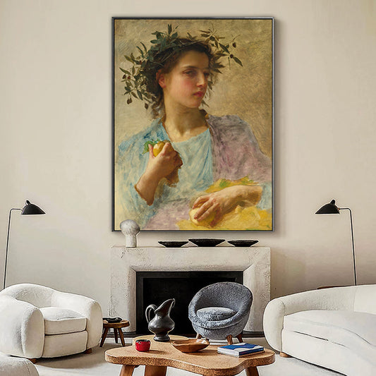 Vivolux | Texturiertes Mädchen Kunstdruck-Leinwand Renaissance-Stil Gemälde für das Schlafzimmer von Mädchen