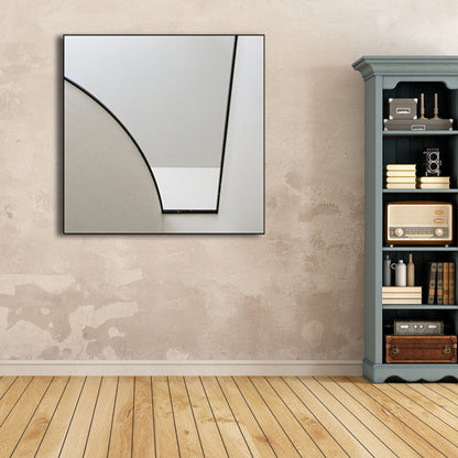 Vivolux | Architektur Innenansicht Leinwand Weich Weiß Minimalismus Wandkunst Druck für Wohnzimmer