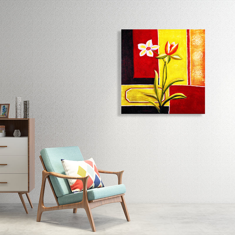Vivolux | Weiche Farbige Botanische Muster Malerei Texturierte Wandkunst Dekor für das Schlafzimmer, Mehrere Größen