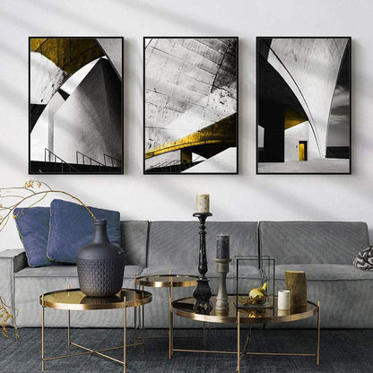 Vivolux | Pastellfarbe Neu Gebäude Leinwand Vintage Stil Texturiertes Wanddekor für Wohnzimmer
