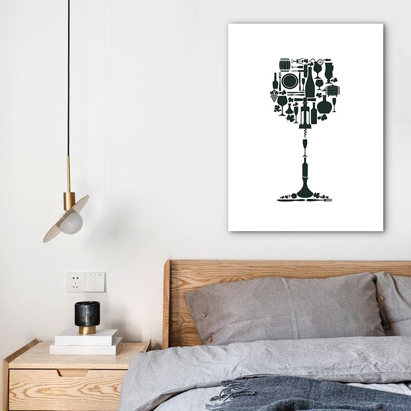 Vivolux | Illustration Weinset Wandkunst Dekor Esszimmer Getränke Druck Leinwand in helle Farbe