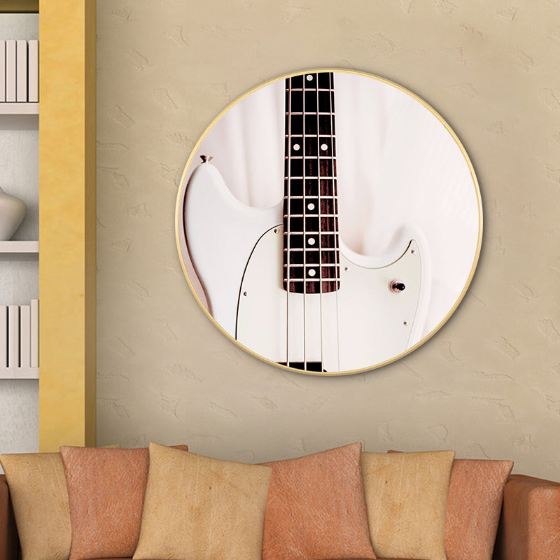 Vivolux | Beige zeitgenössisches Leinwand-Gitarrenbild für das Esszimmer, mehrere Größenoptionen