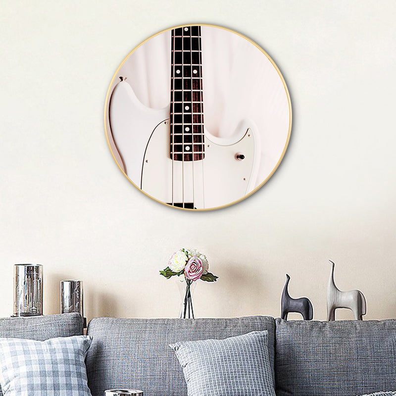 Vivolux | Beige zeitgenössisches Leinwand-Gitarrenbild für das Esszimmer, mehrere Größenoptionen