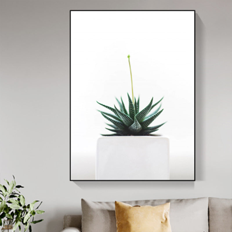 Vivolux | Grüne Aloe Wandkunst Bonsai Moderner Stil Texturierte Leinwanddruck für Hausinterieur