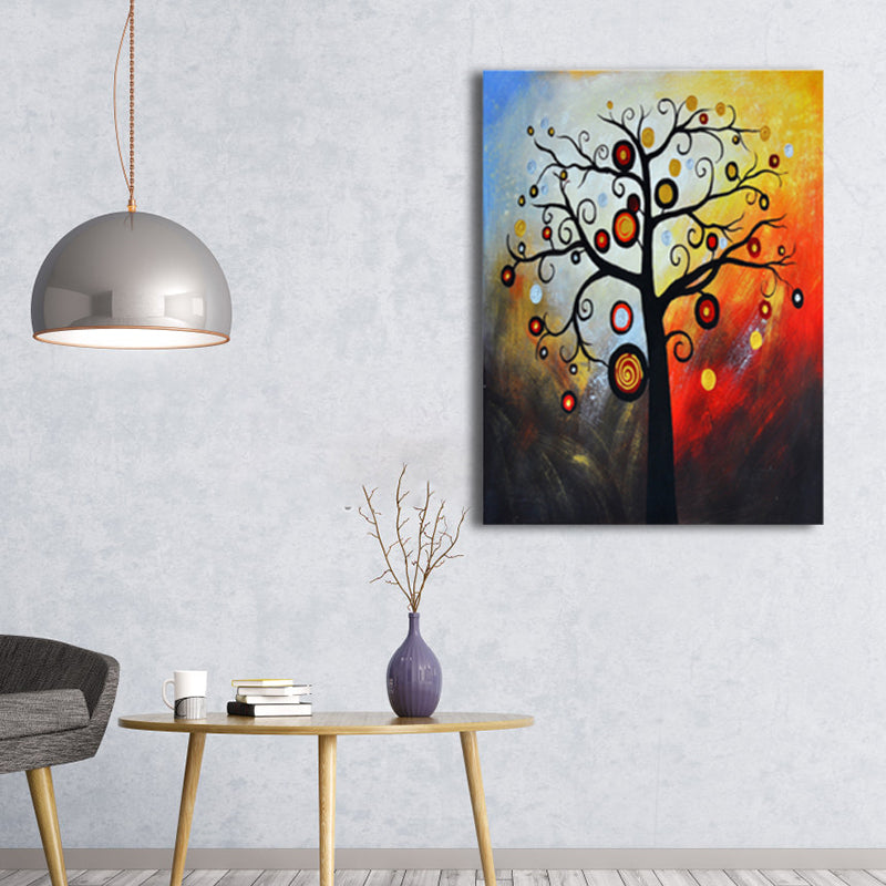 Vivolux | Magisches Blumenbaum Gemälde Lichtfarbe Moderner Kunststil Wanddekoration für Esszimmer