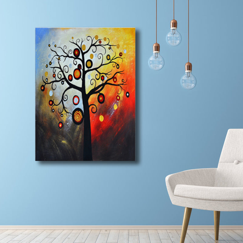 Vivolux | Magisches Blumenbaum Gemälde Lichtfarbe Moderner Kunststil Wanddekoration für Esszimmer