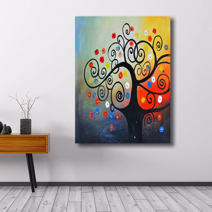 Vivolux | Magisches Blumenbaum Gemälde Lichtfarbe Moderner Kunststil Wanddekoration für Esszimmer