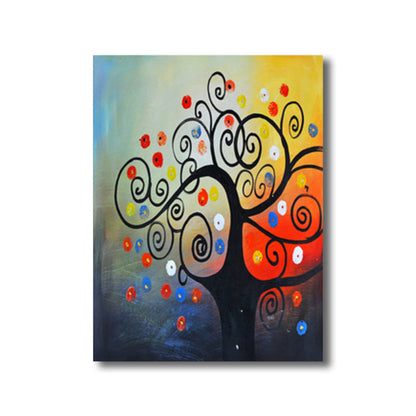 Vivolux | Magisches Blumenbaum Gemälde Lichtfarbe Moderner Kunststil Wanddekoration für Esszimmer