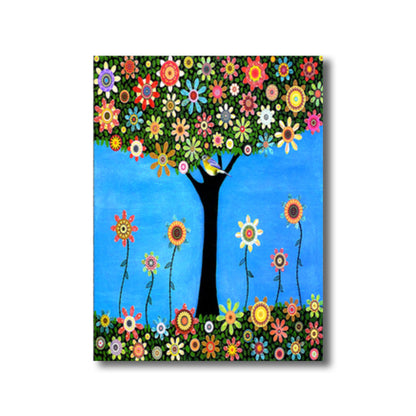 Vivolux | Magisches Blumenbaum Gemälde Lichtfarbe Moderner Kunststil Wanddekoration für Esszimmer