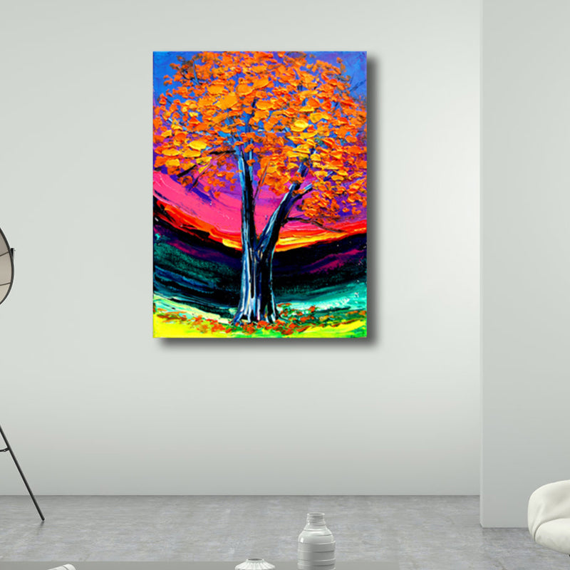 Vivolux | Magisches Blumenbaum Gemälde Lichtfarbe Moderner Kunststil Wanddekoration für Esszimmer