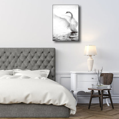 Vivolux | Vintage Style Schwan Wanddecor Jungen Schlafzimmer Leinwanddruck in Grau, Verschiedene Größen
