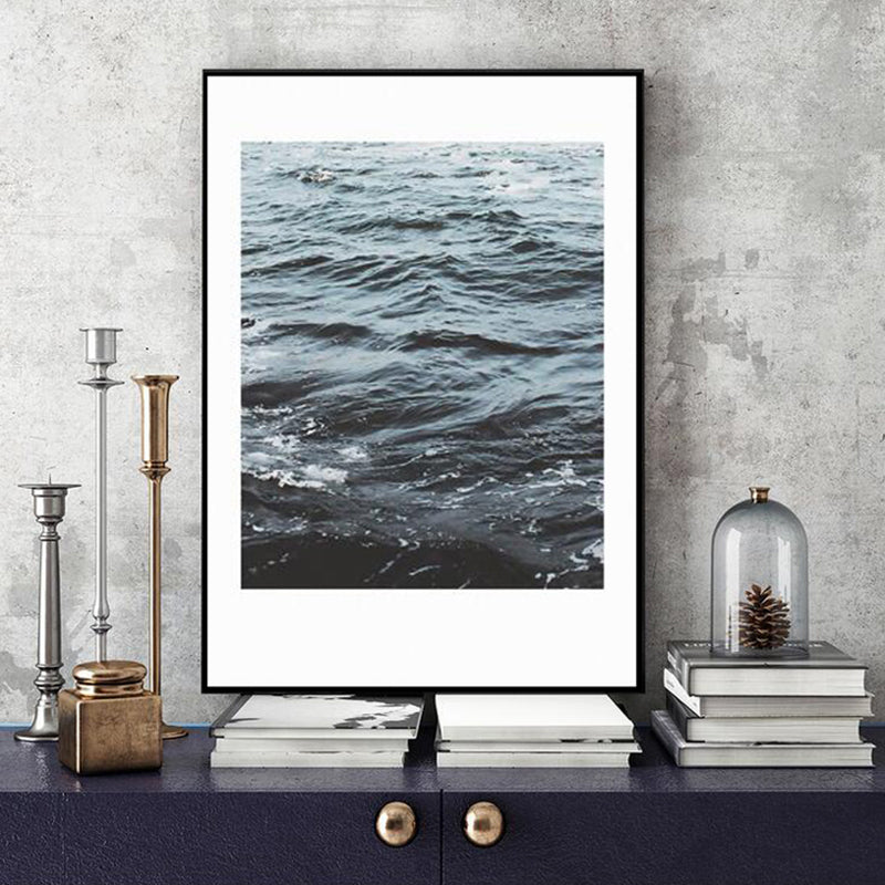 Vivolux | Fotografischer Druck Ozean Wasser Leinwand Modern Stil Texturiertes Wandkunst in Blau für Zuhause