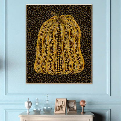Vivolux | Illustration Kürbis Kunst Druck Dunkle Farbe Leinwand Wanddekoration für Schlafzimmer, Texturiert