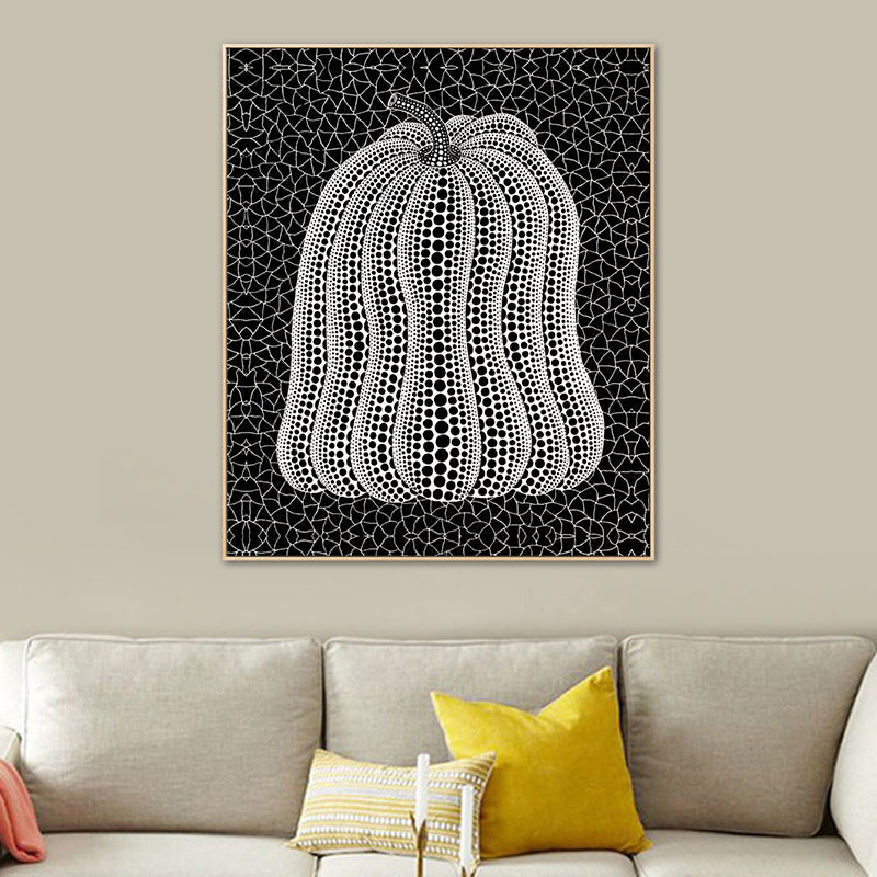 Vivolux | Illustration Kürbis Kunst Druck Dunkle Farbe Leinwand Wanddekoration für Schlafzimmer, Texturiert