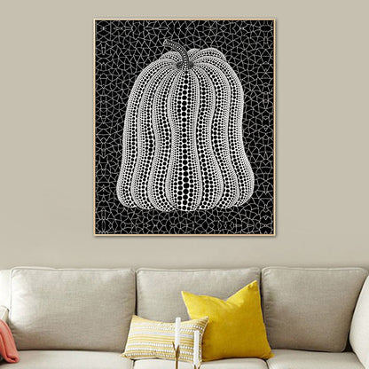 Vivolux | Illustration Kürbis Kunst Druck Dunkle Farbe Leinwand Wanddekoration für Schlafzimmer, Texturiert