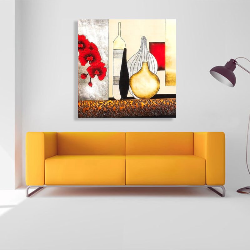 Vivolux | Stillleben-Muster-Leinwanddruck Texturiert Mid-Century Modern Stil für Schlafzimmer Malerei