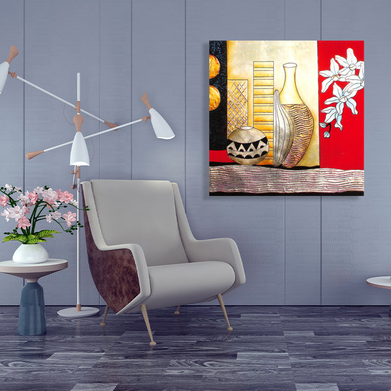 Vivolux | Stillleben-Muster-Leinwanddruck Texturiert Mid-Century Modern Stil für Schlafzimmer Malerei