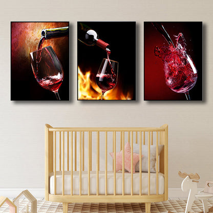 Vivolux | Fotografie Weine Wandkunst Esszimmer Getränke Druck Leinwand in Dunkler Farbe, Set von 3