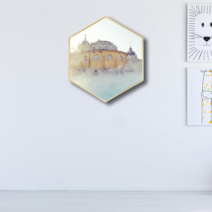 Vivolux | Weltkultur Wahrzeichen Gebäude Leinwand Gelbes Texturiertes Wandkunst Dekor für Wohnzimmer