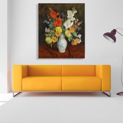 Vivolux | Helle Farbige Blumenarrangement-Leinwand Impressionismus Texturierte Wanddekoration für das Wohnzimmer