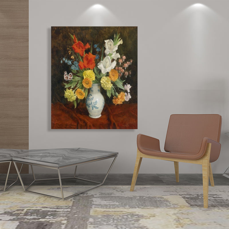 Vivolux | Helle Farbige Blumenarrangement-Leinwand Impressionismus Texturierte Wanddekoration für das Wohnzimmer