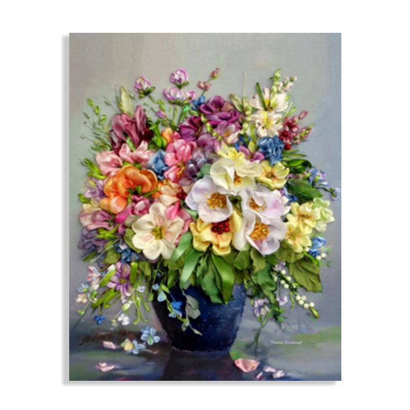 Vivolux | Helle Farbige Blumenarrangement-Leinwand Impressionismus Texturierte Wanddekoration für das Wohnzimmer