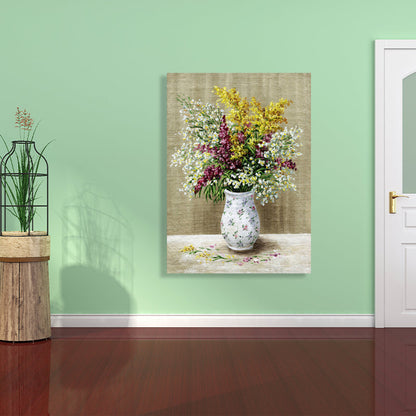 Vivolux | Helle Farbige Blumenarrangement-Leinwand Impressionismus Texturierte Wanddekoration für das Wohnzimmer