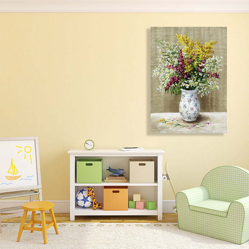 Vivolux | Helle Farbige Blumenarrangement-Leinwand Impressionismus Texturierte Wanddekoration für das Wohnzimmer