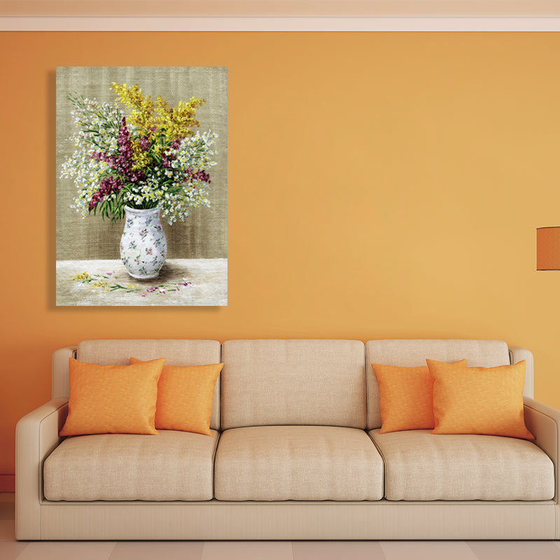 Vivolux | Helle Farbige Blumenarrangement-Leinwand Impressionismus Texturierte Wanddekoration für das Wohnzimmer