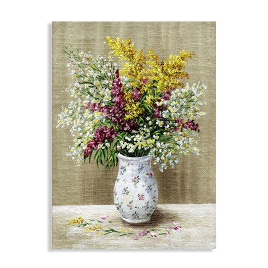 Vivolux | Helle Farbige Blumenarrangement-Leinwand Impressionismus Texturierte Wanddekoration für das Wohnzimmer