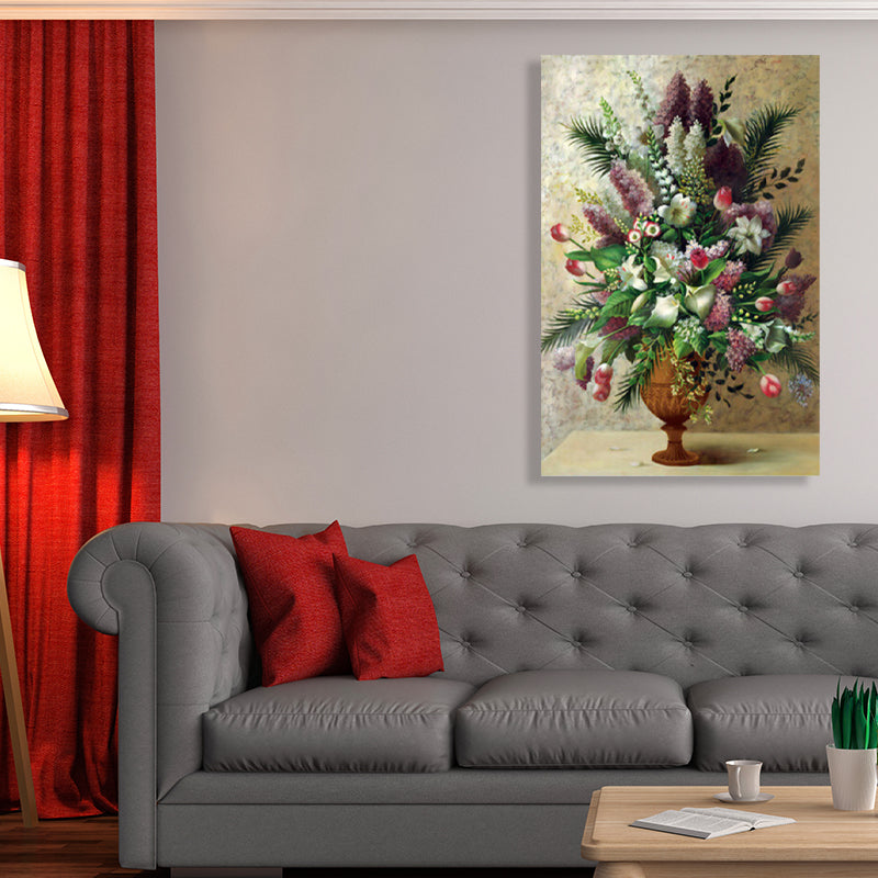 Vivolux | Helle Farbige Blumenarrangement-Leinwand Impressionismus Texturierte Wanddekoration für das Wohnzimmer