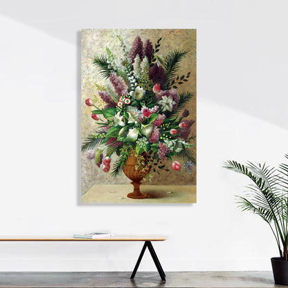 Vivolux | Helle Farbige Blumenarrangement-Leinwand Impressionismus Texturierte Wanddekoration für das Wohnzimmer
