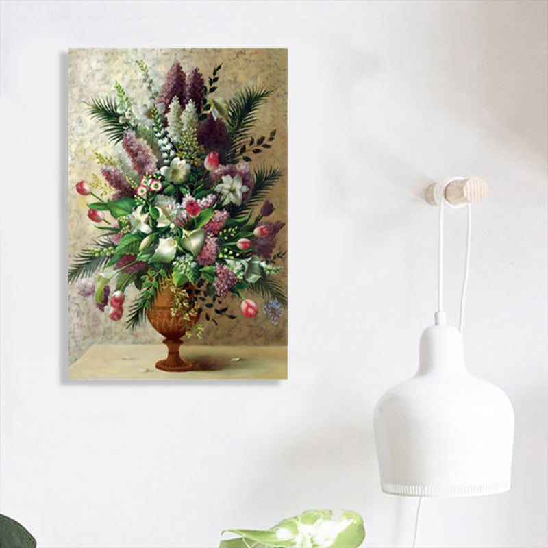 Vivolux | Helle Farbige Blumenarrangement-Leinwand Impressionismus Texturierte Wanddekoration für das Wohnzimmer