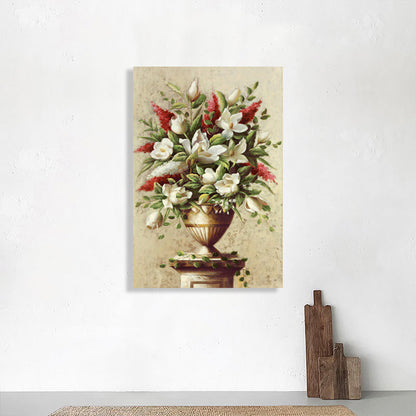 Vivolux | Helle Farbige Blumenarrangement-Leinwand Impressionismus Texturierte Wanddekoration für das Wohnzimmer