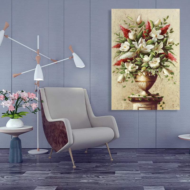 Vivolux | Helle Farbige Blumenarrangement-Leinwand Impressionismus Texturierte Wanddekoration für das Wohnzimmer