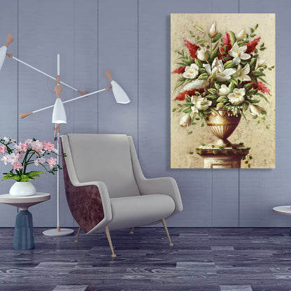 Vivolux | Helle Farbige Blumenarrangement-Leinwand Impressionismus Texturierte Wanddekoration für das Wohnzimmer