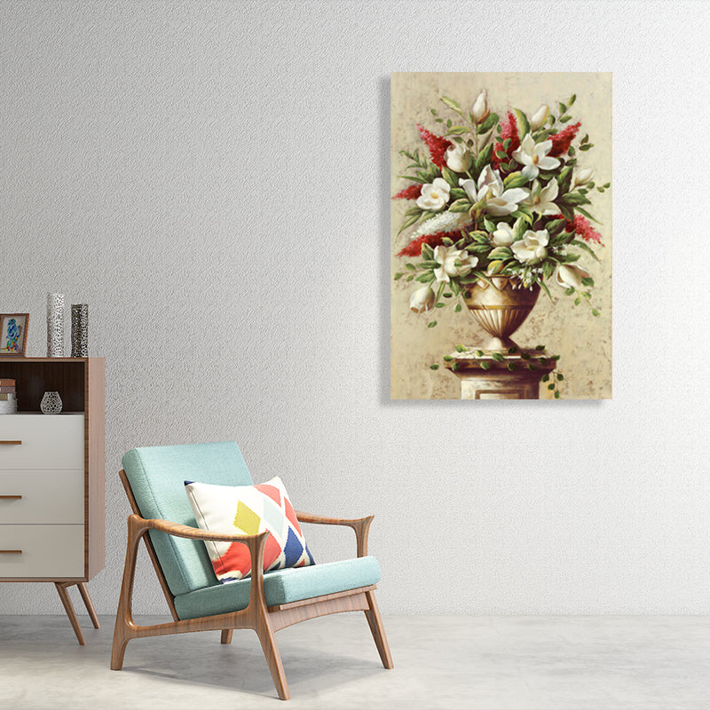 Vivolux | Helle Farbige Blumenarrangement-Leinwand Impressionismus Texturierte Wanddekoration für das Wohnzimmer