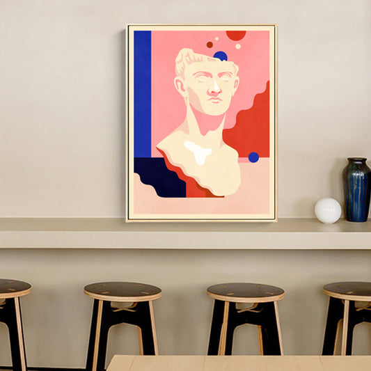 Vivolux | Rosa Männliche Skulptur Leinwand Kunst Illustration Skandinavisches Texturiertes Gemälde für Schlafzimmer