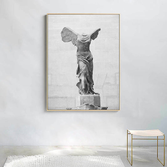 Vivolux | Grau Nordisch Leinwanddruck Foto Flügelte Victoria von Samothrake Wandkunst Deko für Raum