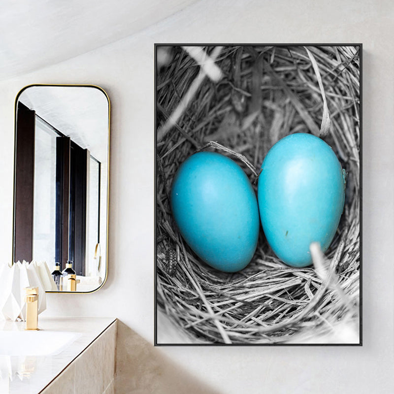 Vivolux | Blaue moderne Leinwandwandkunst Wildvogel-Landschaft Gemälde für die Küche, mehrere Größen