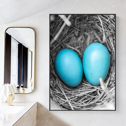 Vivolux | Blaue moderne Leinwandwandkunst Wildvogel-Landschaft Gemälde für die Küche, mehrere Größen