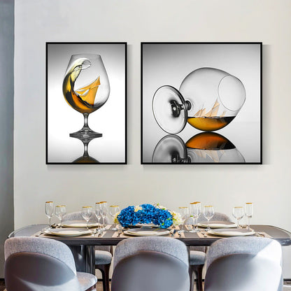 Vivolux | Weinflaschen Wandkunst Moderne Anständige Getränke Leinwanddruck in Dunkler Farbe für Restaurant