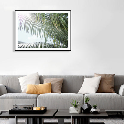 Vivolux | Fotodruck Palmblatt Leinwand Grün Tropisch Wandkunst Dekor für Wohnzimmer