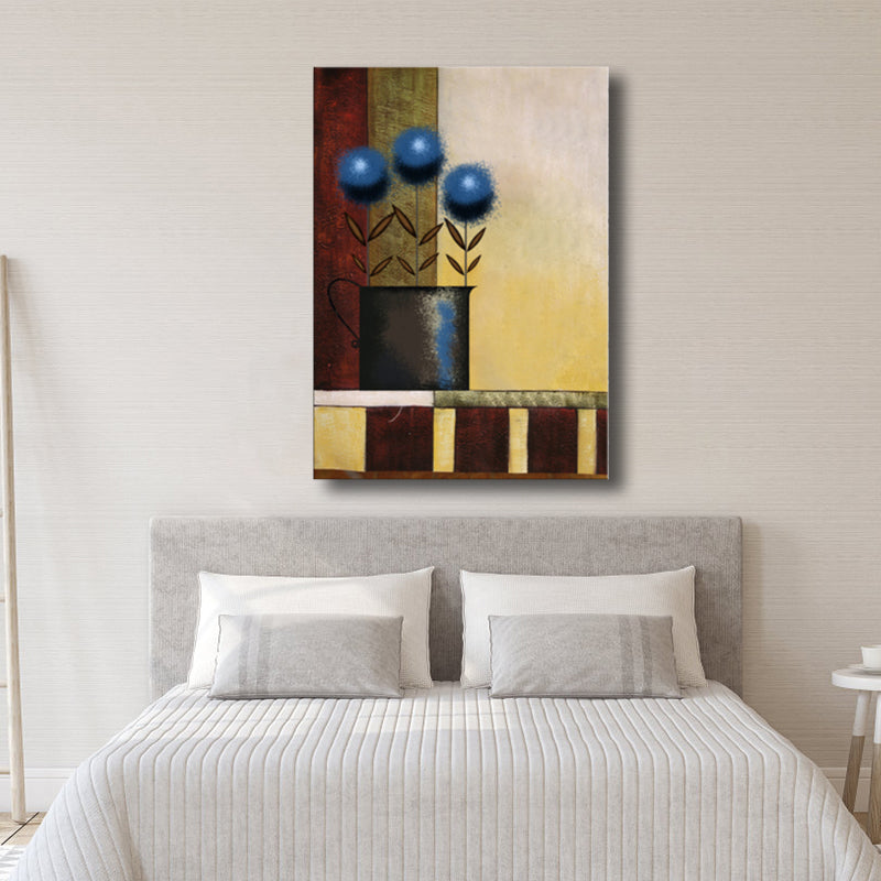 Vivolux | Helle Farben Blumentapete Texturiert Jugendstil Mädchen Schlafzimmer Leinwandkunst