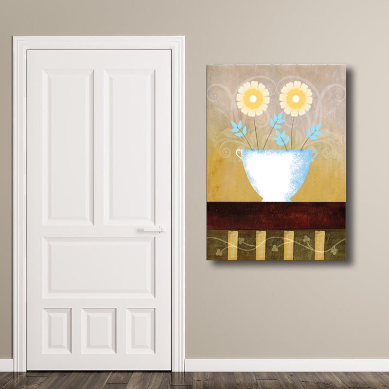 Vivolux | Helle Farben Blumentapete Texturiert Jugendstil Mädchen Schlafzimmer Leinwandkunst