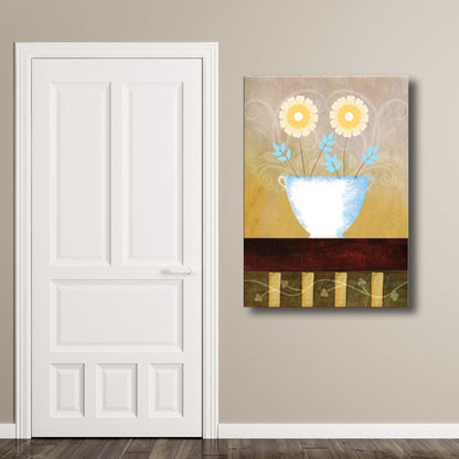 Vivolux | Helle Farben Blumentapete Texturiert Jugendstil Mädchen Schlafzimmer Leinwandkunst