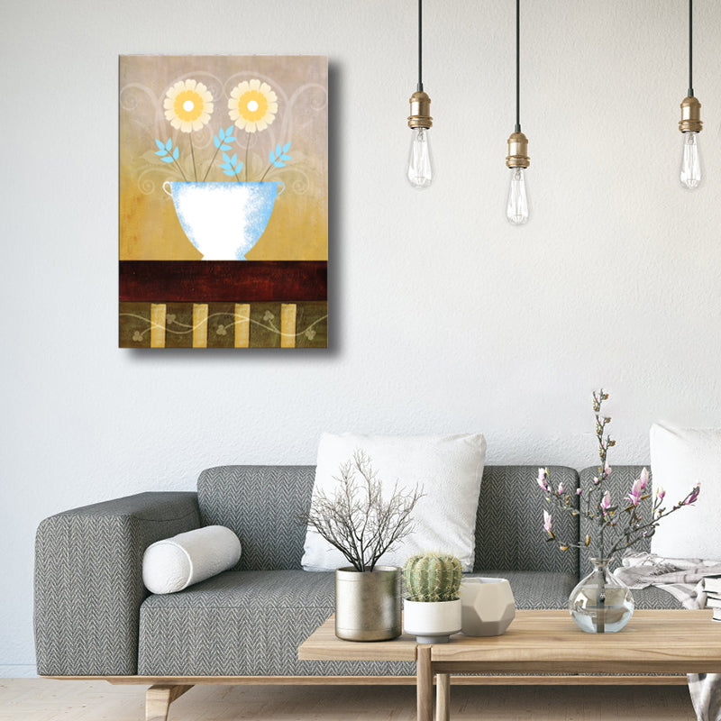 Vivolux | Helle Farben Blumentapete Texturiert Jugendstil Mädchen Schlafzimmer Leinwandkunst