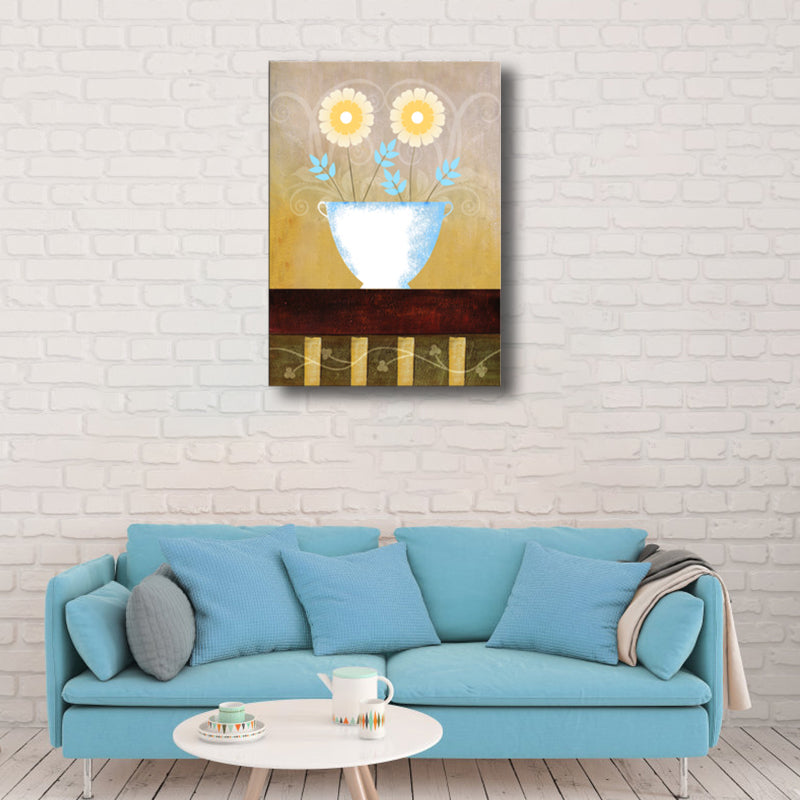 Vivolux | Helle Farben Blumentapete Texturiert Jugendstil Mädchen Schlafzimmer Leinwandkunst